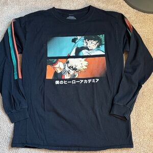 My Hero Academia Crunchyroll Black Long Sleeve Graphic Tee. Size Medium Unisex